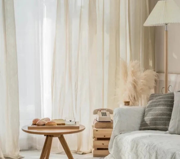 Rideaux voilage en tulle beige