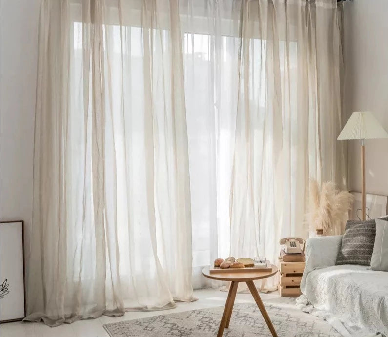 Rideaux voilage en tulle beige