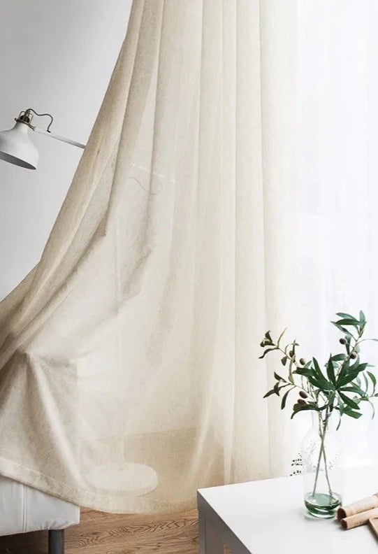 Rideaux voilage en tulle beige