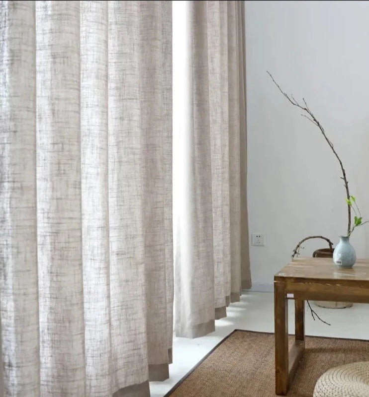 Brown linen curtains