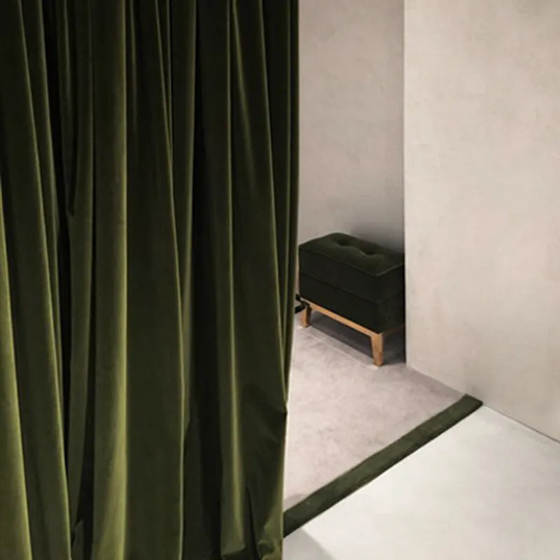 OLIVE GREEN VELVET CURTAIN 