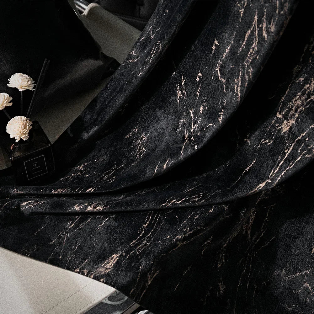 BLACK GOLD MARBLE CURTAIN