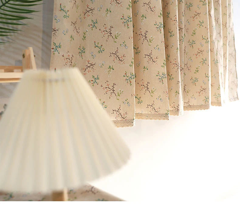 SHORT FLORAL BEIGE CURTAINS 