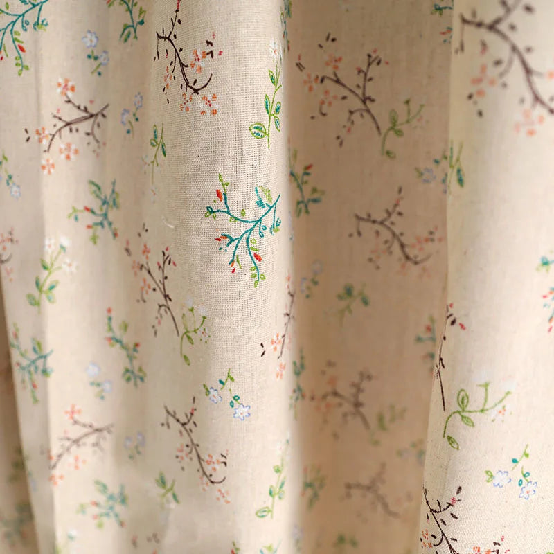 SHORT FLORAL BEIGE CURTAINS 