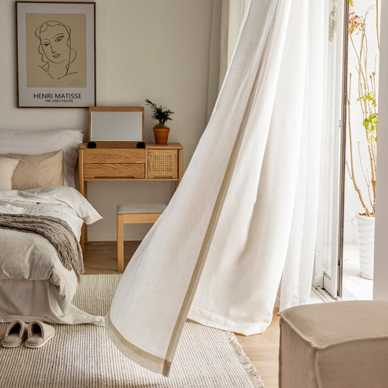 Beige Linen Bohemian Curtain