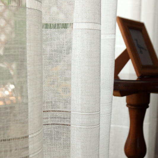 WHITE LINEN AND COTTON CURTAIN