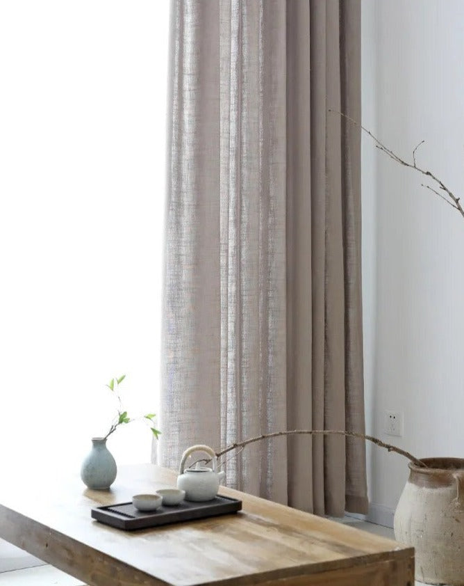 Brown linen curtains